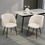 Lot de 2 chaises de salle à manger avec dossier en tissu effet laine boucleé pieds en acier 55 x 62 x 80 cm beige noir-9