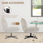 Fauteuil de salon pivotant, chaise rembourrée en chenille sans accoudoirs, assise et dossier larges, 70x80x82cm, crème-5