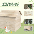 Abri pour canards maison pour canards avec toit ouvrant ventilation et porte-rampe 100 x 82,5 x 91 cm bois naturel-4