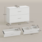 Meuble sous lavabo, meuble de salle de bain avec 2 tiroirs, style moderne, 80 x 30 x 60 cm, blanc-2
