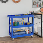 Chariot desserte d'atelier acier 3 plateaux sur roulettes avec poignée charge max. 150 kg 83 x 35,3 x 76 cm acier bleu-1