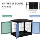 Cage pour chien animaux meuble cage chien intérieur en bois MDF classe E1 3 portes verrouillables max. 30 Kg dim. 81L x 58l x 66H cm noir-5
