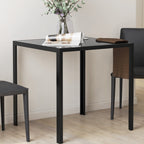 Table à manger pour 4 personnes, table de cuisine avec plateau en verre trempé et pieds en acier, 75 x 75 x 75 cm, noir-8