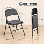 Lot de 4 chaises pliantes chaises de salle à manger portables cadre en acier 45 x 46 x 78 cm noir-2
