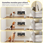 Gamelle Bol pour Chien Double Gamelle Support Mural 2 Bols Acier Inox 800ml Hauteur Réglable 42x23,5x14cm Noir-3