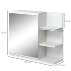 Armoire Miroir de Salle de Bain avec étagère 3 étagères latérales kit Installation Murale fourni en Bois Aspect Blanc-2