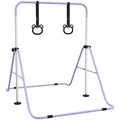 Barre de gymnastique pour enfants, barre horizontale pliable à hauteur réglable avec anneaux de gymnastique, violet-0