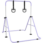 Barre de gymnastique pour enfants, barre horizontale pliable à hauteur réglable avec anneaux de gymnastique, violet-0
