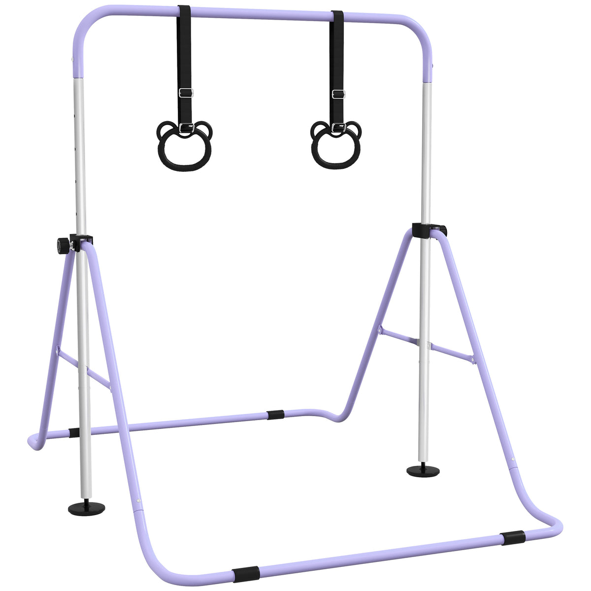 Barre de gymnastique pour enfants, barre horizontale pliable à hauteur réglable avec anneaux de gymnastique, violet-0