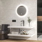 Miroir rond lumineux LED de salle de bain Ø 70 cm mural avec éclairage 3 couleurs interrupteur tactile 23W blanc argent-9