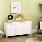 Buffet meuble de rangement avec 3 portes 2 étagères réglables plateau aspect bois clair 120 x 40 x 70 cm blanc-1