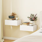 Lot de 2 tables de chevet murales, tables de nuit suspendues avec tiroir coulissant, 40 x 30 x 15 cm, blanc-1