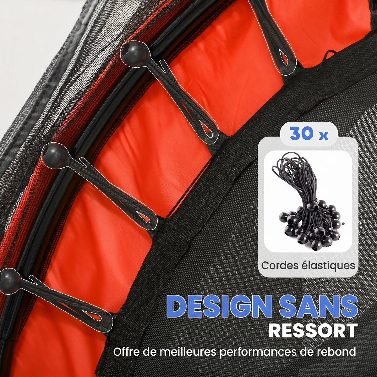 Trampoline Enfant Ø 1,63 × 1,9H m Filet de sécurité Porte zipée Couvre-Ressorts 6 poteaux rembourrés Inclus Rouge-3