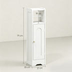 Meuble salle de bain meuble toilettes WC rangement étroit avec étagère réglable gain de place pour petits espaces blanc-2