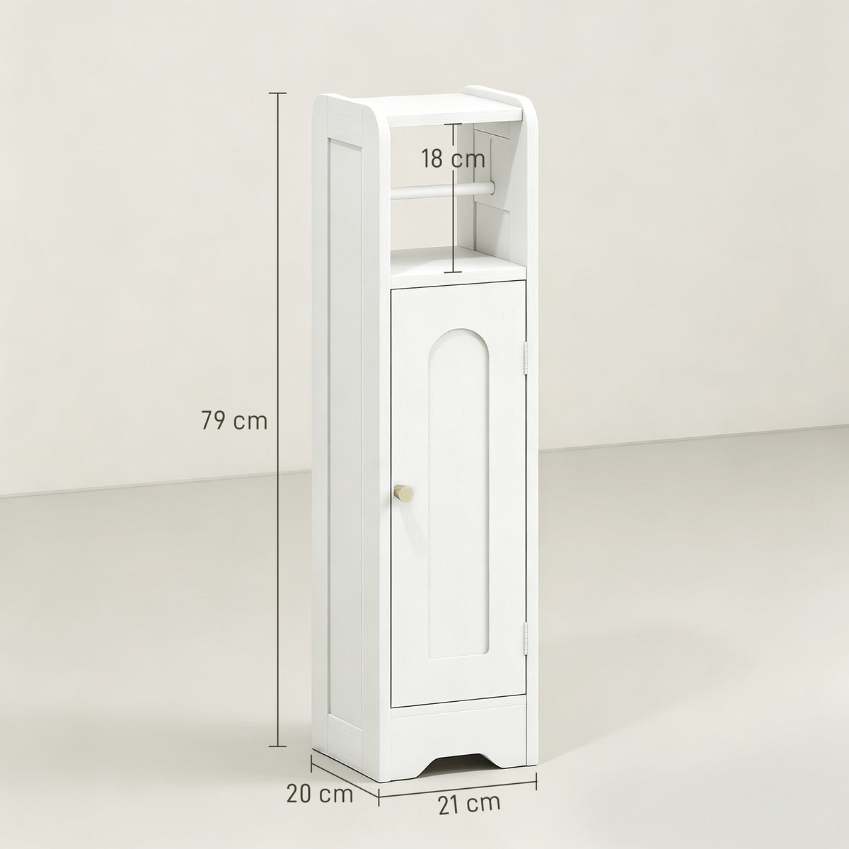 Meuble salle de bain meuble toilettes WC rangement étroit avec étagère réglable gain de place pour petits espaces blanc-2