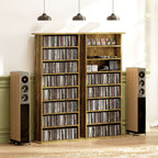 Rangements pour CD et DVD avec 8 compartiments et 6 étagères réglables, capacité max. 360 CD/185 DVD et Blu-ray, marron-8