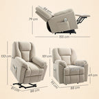 Fauteuil releveur électrique avec fonction massage et chauffage avec dossier inclinable, ports USB, télécommande, beige-2