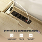 Meuble TV suspendu meuble télé pour téléviseur 50 pouces tiroir étagères passe-câbles 120x24x22,4cm effet bois naturel-3