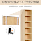 Lot de 2 étagères colonnes Armoire de Rangement CD-DVD 6 + 6 Compartiments dim. 21L x 19l x 88H cm capacité Max. 160 CD Naturel-5