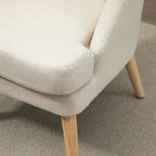 Fauteuil Scandinave Confortable pour Salon et Chambre, Pieds en Bois Massif, Revêtement en Tissu Lin, Beige-7