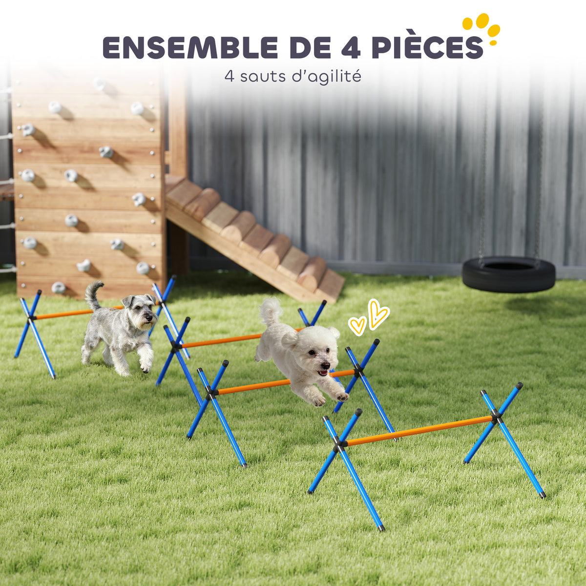 Kit d'équipement d'agilité pour chien, kit d'agilité pour chien portable avec hauteur réglable, sac de transport, orange-3