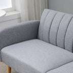 Canapé Convertible 2 Places Design scandinave Dossier inclinable 3 Positions Pieds Bois Tissu Aspect Lin Gris-7