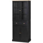 Buffet meuble cuisine rangement armoire de cuisine 4 portes dont 2 portes vitrées et 1 tiroir étagères réglables - noir-9