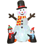 Bonhomme de neige et pingouins gonflable de Noël de 180 cm avec lumières LED, décoration de Noël intérieur et extérieur-0