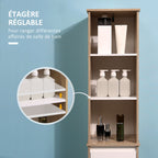 Meuble Colonne Rangement Salle de Bain Style Cosy 3 niches tiroir Placard avec étagère Blanc Aspect chêne Clair-5
