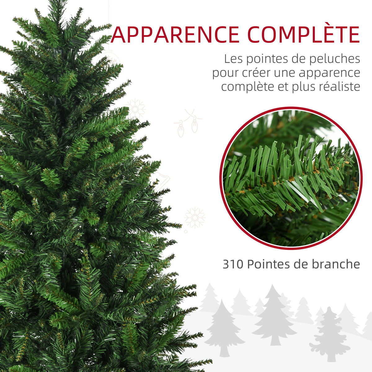 Sapin de Noël artificiel avec 310 branches support en acier socle pliable en acier hauteur 120 cm vert-4