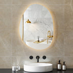 Miroir de Salle de Bain Asymétrique LED 70 x 50 cm - 3 couleurs, anti-buée, montage mural avec interrupteur tactile-9