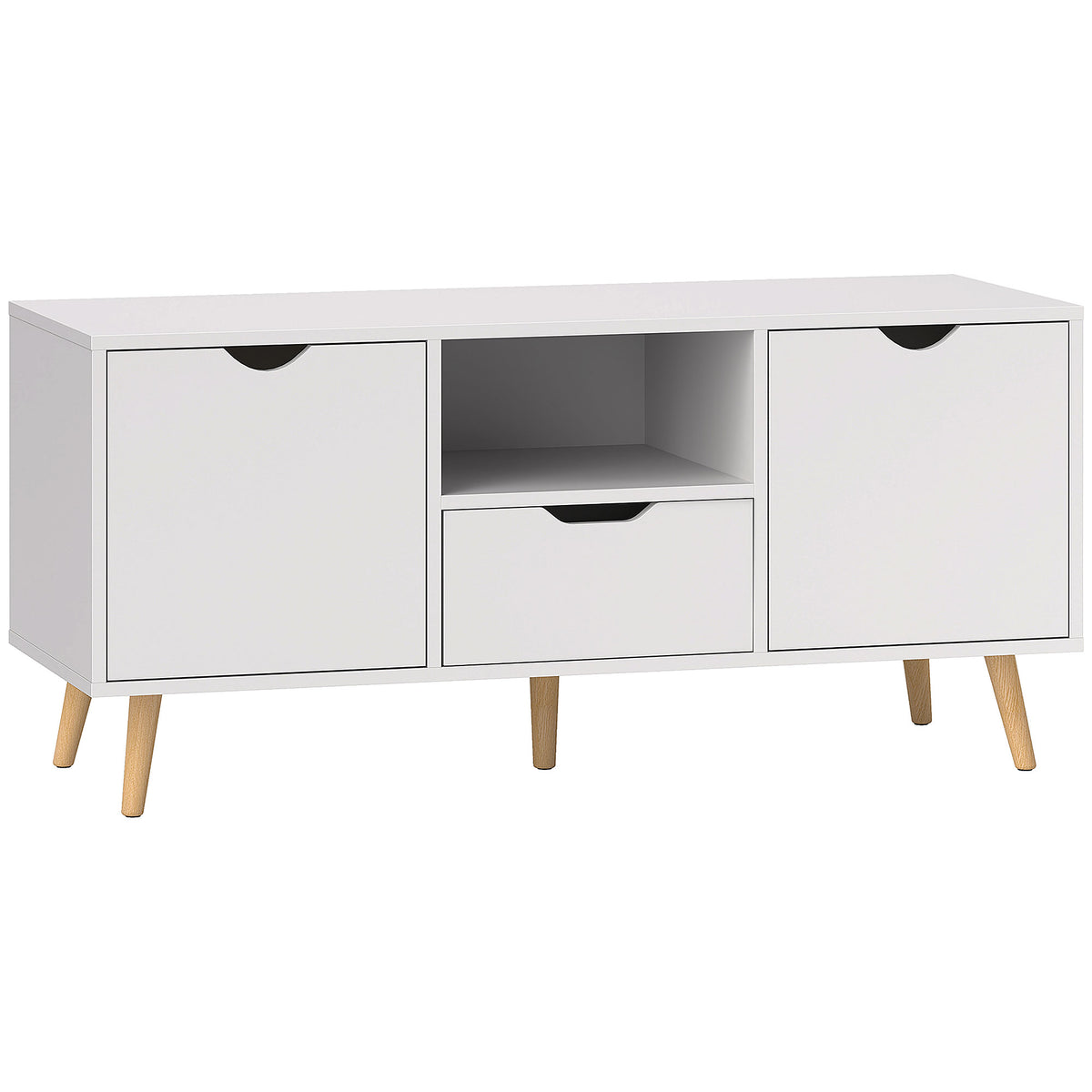 Meuble TV Banc TV Buffet bas Meuble de rangement sur pied avec 2 placards en Bois pour Chambre Salon-0