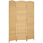 Paravent intérieur en bois 3 panneaux séparateur de pièce pliable pour salon chambre 135 x 180 cm bois naturel-0