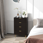 Commode 4 tiroirs commode chambre meuble de rangement moderne avec poignées et pieds dorés, dim. 60 x 40 x 96 cm, noir-6