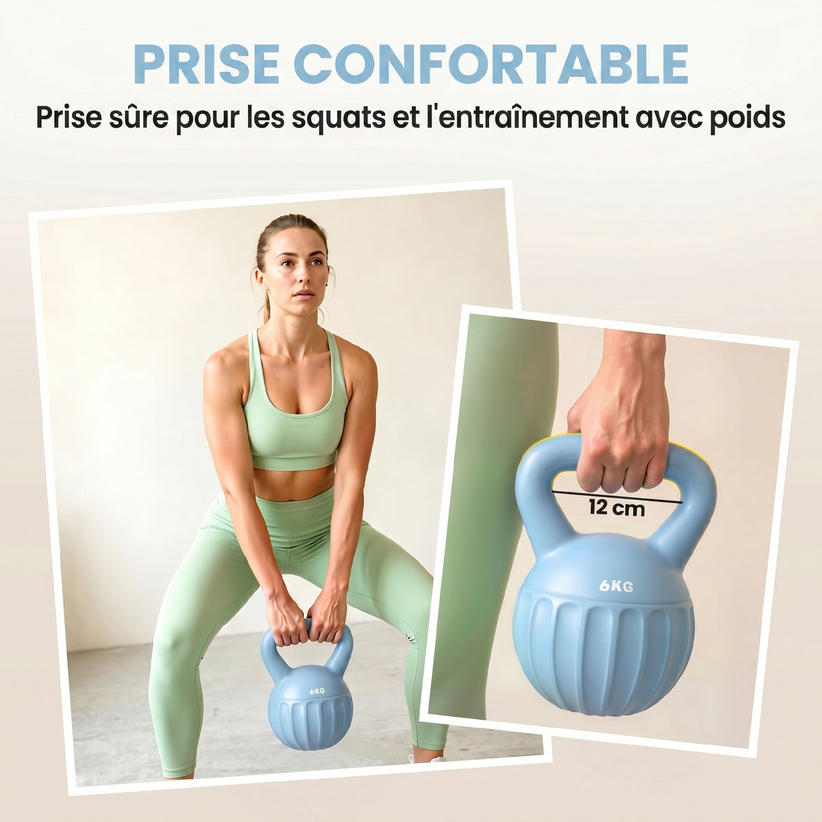 Kettlebell 6 kg, Haltère avec Poignée Antidérapante, Haltère à Boule, Musculation, Entraînement, pour Gym, Bleu-5