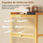 Meuble à chaussures 14 paires, armoire à chaussures 2 tiroirs rabattables, étagères réglables, 69x29x83cm, bois naturel-7