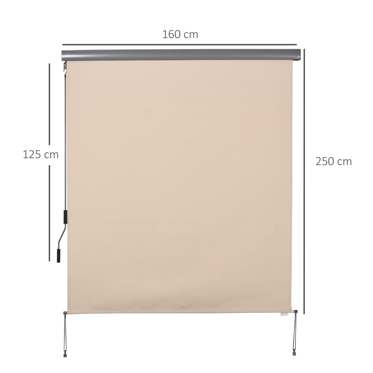 Store extérieur enrouleur 2,5 x 1,6 m avec manivelle, aluminium et polyester 280g/m² anti-UV50+, crème-2