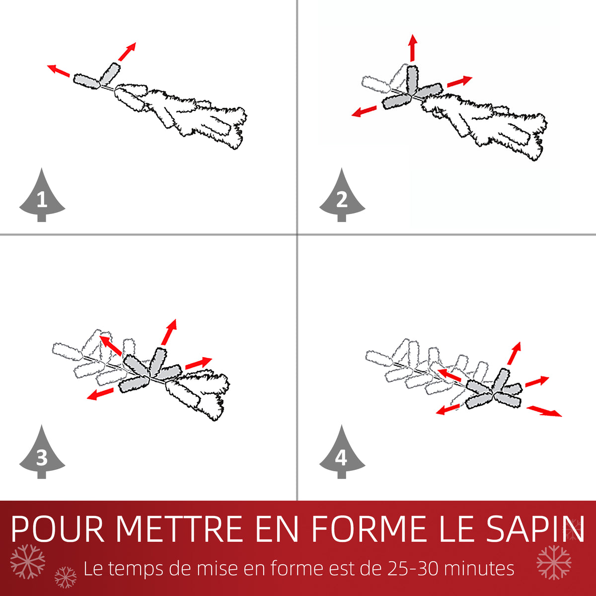 Sapin de Noël artificiel 180 cm, arbre de Noël slim avec 380 pointes de branche, support en métal pliable, vert-4