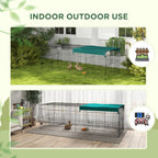 Parc enclos modulable acier avec bache pour lapins rongeurs petits animaux intérieur extérieur 220L x 85l x 70H cm vert-7