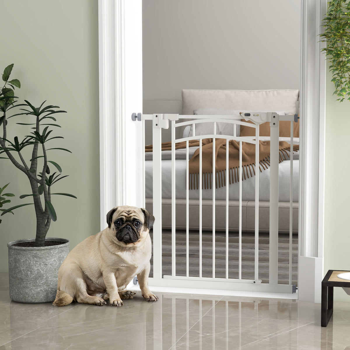 Barrière de sécurité pour chien barrière d'escalier extensible double verrouillage 74-80 x 76 cm blanc-9