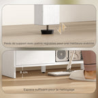 Meuble TV meuble télé pour téléviseur jusqu'à 55 pouces 2 portes 2 compartiments étagère réglable 110x35x45cm blanc-6