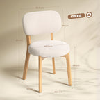 Lot de 2 chaises de salle à manger, chaises de cuisine rembourrées, pieds en bois d'hévéa, 46,5 x 52 x 80 cm, crème-2