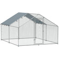 Poulailler, grand poulailler en métal avec couverture imperméable et anti-UV, cage pour 10-15 poules, 3 x 3,4 x 1,9m-0
