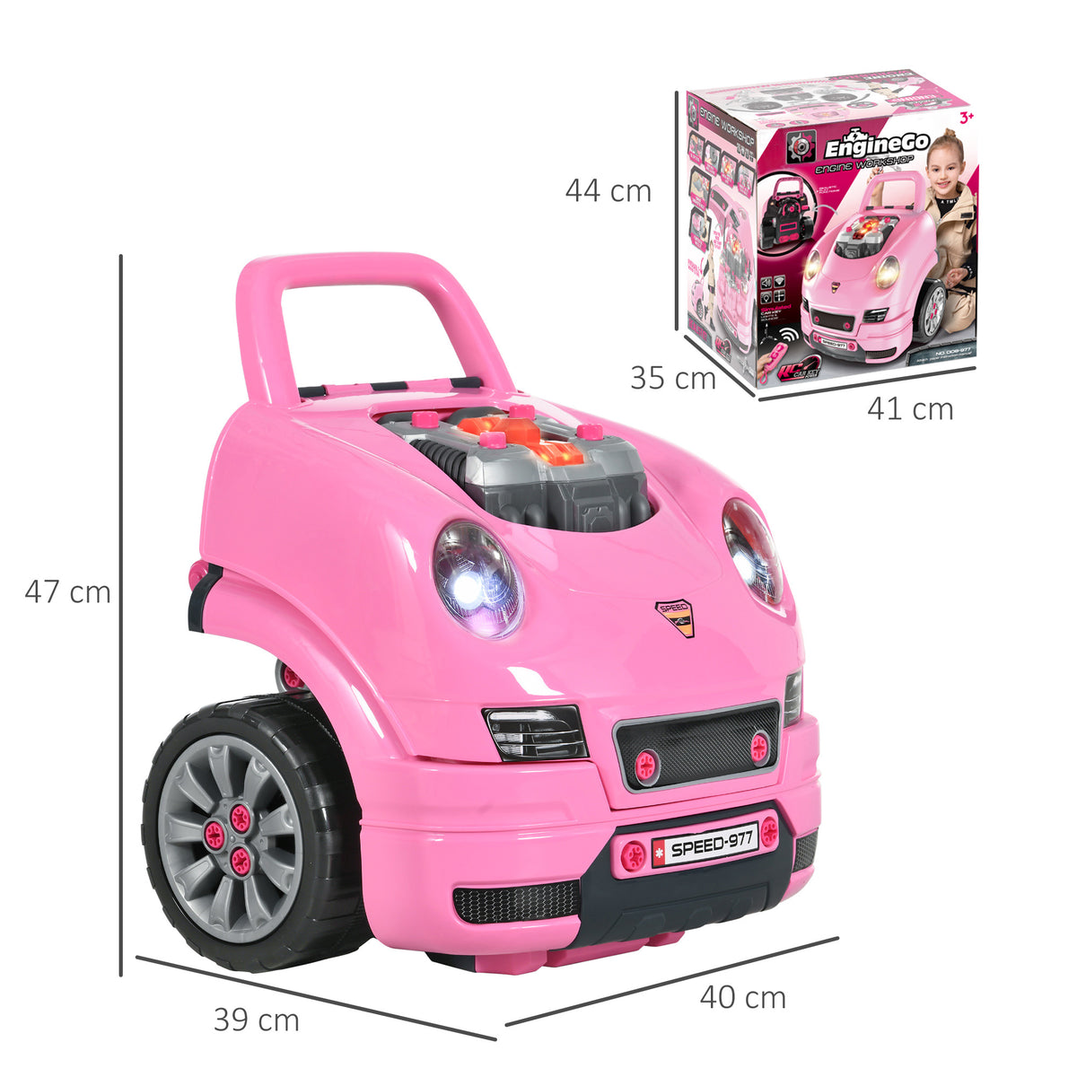 Camion mécano 2 en 1 jouet bricolage enfant jeu d'imitation mécanicien nombreux qccessoires total de 61 pièces rose-2