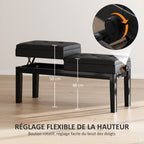 Banc de piano réglable en hauteur, tabouret de piano avec rangement, banquette pour clavier capitonné, noir-5