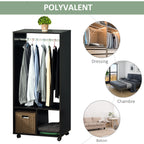 Lot de 2 portants à vêtements penderie mobile avec roulettes 2 niches + Grand Espace penderie en bois noir-5