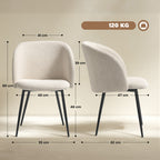 Lot de 2 chaises de salle à manger avec dossier en tissu effet laine boucleé pieds en acier 55 x 62 x 80 cm beige noir-2