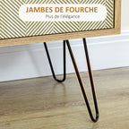 Meuble de rangement commode buffet 4 tiroirs 1 placard - pieds épingles à cheveux style bohème 79 x 39 x 86 cm marron-6