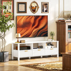 Meuble TV 152 cm, meuble télé pour téléviseur 65 pouces avec 3 tiroirs et 3 étagères ouvertes, 152x39,5x50cm, blanc-8