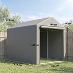 Abri de jardin tente de stockage imperméable abri moto porte enroulable fermeture éclair, 160 x 218 x 172 cm, gris clair-2